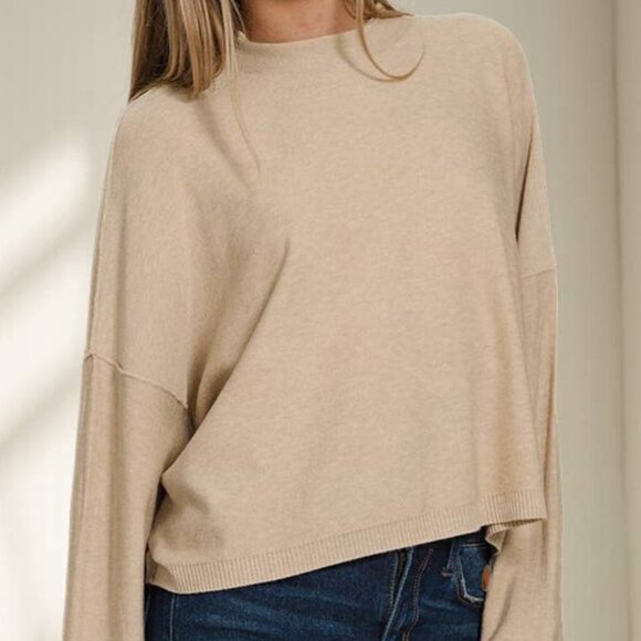 The Sienna Sweater Beige Oversized Sweater – Everyday Knit Pullover - Picture 1 of 3